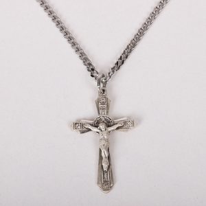 Necklace Crucifix – Detailed Cross Round Silver – 24