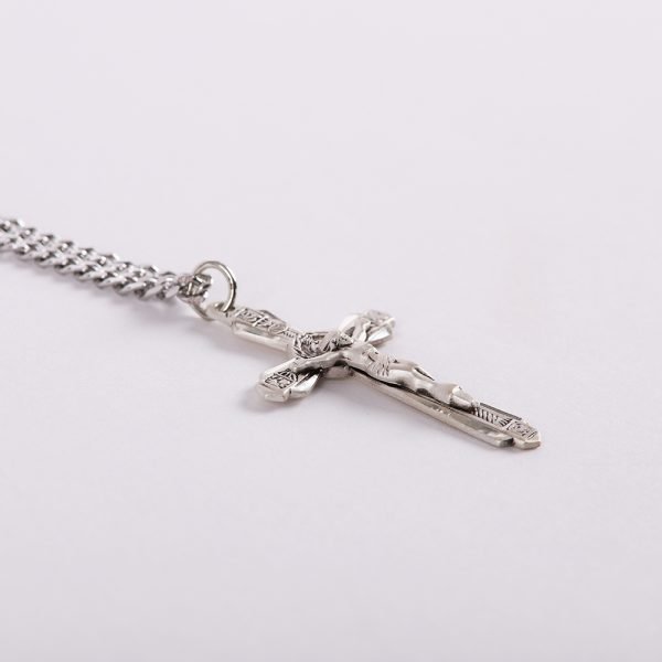 Necklace Crucifix - Detailed Cross Round Silver - 24 | Swanson Christian Products