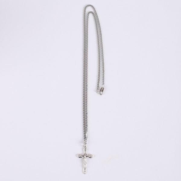 Necklace Crucifix - Detailed Cross Round Silver - 24 | Swanson Christian Products