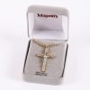 Necklace Crucifix - Flat Cross with Inscription - Gold with Silver - 24 | Swanson Christian Products