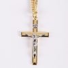 Necklace Crucifix - Flat Cross with Inscription - Gold with Silver - 24 | Swanson Christian Products