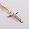 Necklace Crucifix - Flat Cross with Inscription - Gold with Silver - 24 | Swanson Christian Products