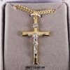 Necklace Crucifix - Flat Cross with Inscription - Gold with Silver - 24 | Swanson Christian Products