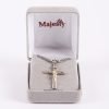 Necklace Crucifix - Flat Cross with Inscription - Silver with Gold - 24 | Swanson Christian Products