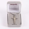 Necklace Crucifix - Flat Cross with Inscription - Silver with Gold - 24 | Swanson Christian Products