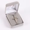 Necklace Crucifix - Flat Cross with Inscription - Silver with Gold - 24 | Swanson Christian Products