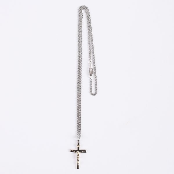 Necklace Crucifix - Flat Cross with Inscription - Silver with Gold - 24 | Swanson Christian Products