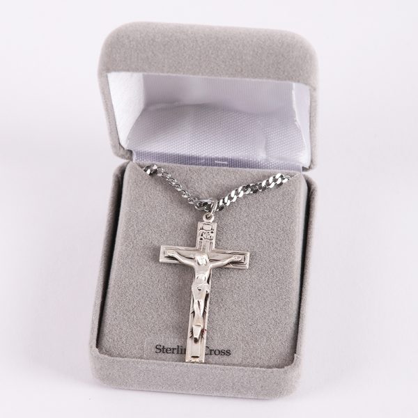 Necklace Crucifix - Detailed Cross - Matte Silver - 24 | Swanson
