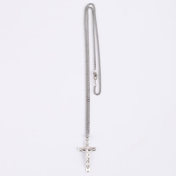 Necklace Crucifix - Detailed Cross - Matte Silver - 24 | Swanson