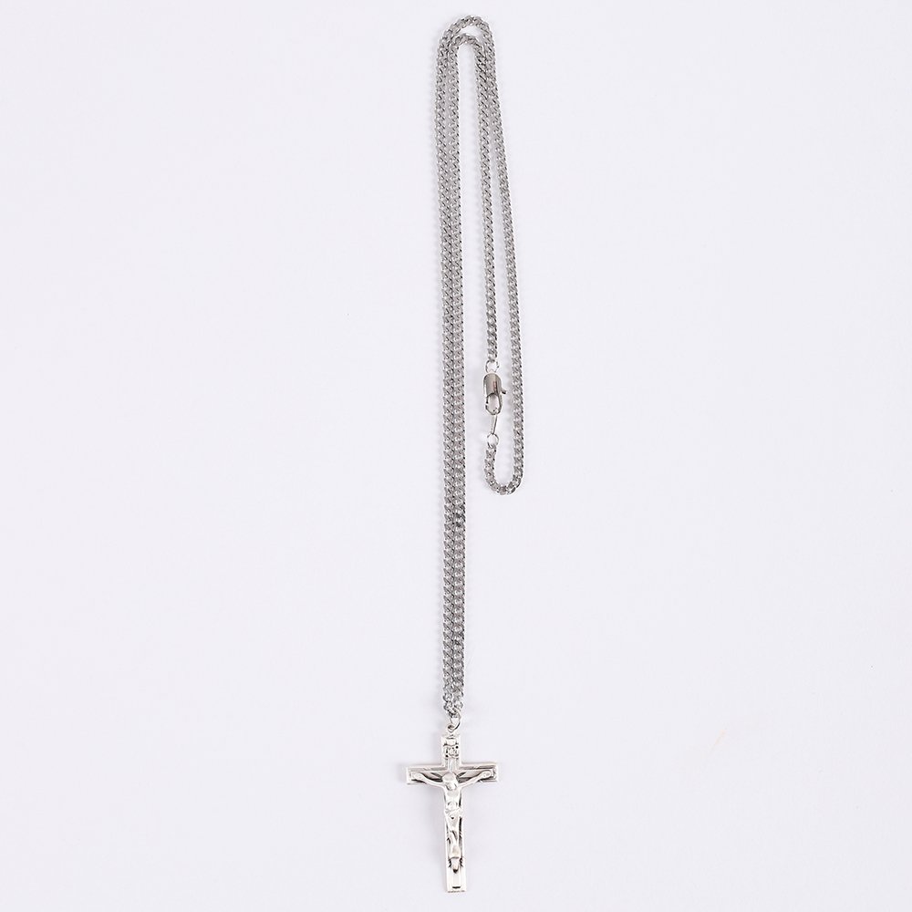 Necklace Crucifix - Detailed Cross - Matte Silver - 24 | Swanson