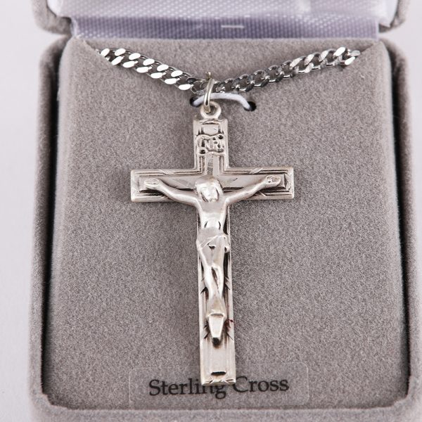 Necklace Crucifix - Detailed Cross - Matte Silver - 24 | Swanson