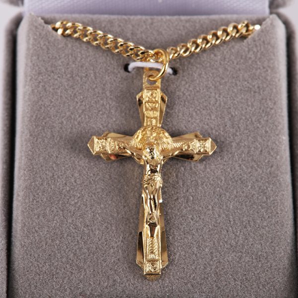Necklace Crucifix - Detailed Cross Round Gold - 24 | Swanson Christian Products