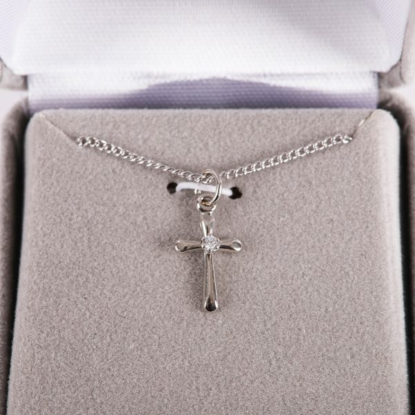 Necklace - Sterling Silver Cross with Cubic Zirconia | Swanson Christian Products