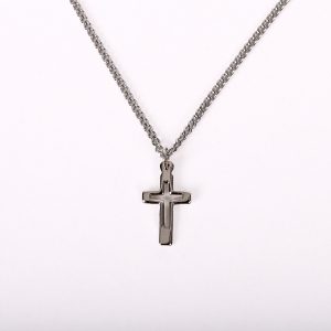 Necklace – Sterling Silver –  Cut Out Cross – 16-18″