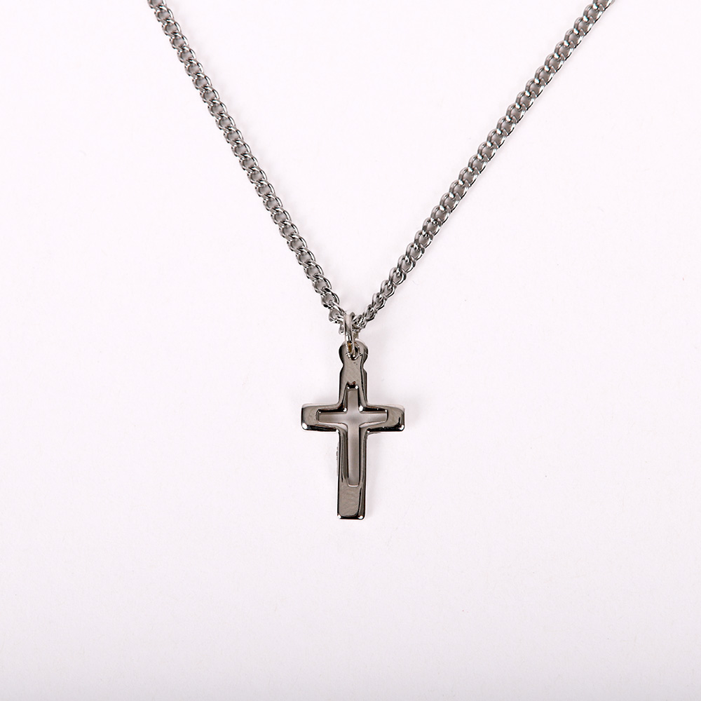 Necklace - Sterling Silver - Cut Out Cross - 16-18"