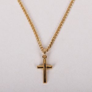 Necklace – Cross Gold Plated Sterling Silver – 16-18″