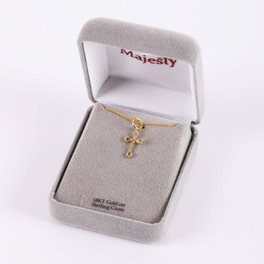 Necklace - Cross Gold Over Sterling Silver - 16-18" | Swanson Christian Products