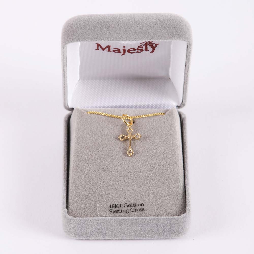 Necklace - Cross Gold Over Sterling Silver - 16-18" | Swanson Christian Products