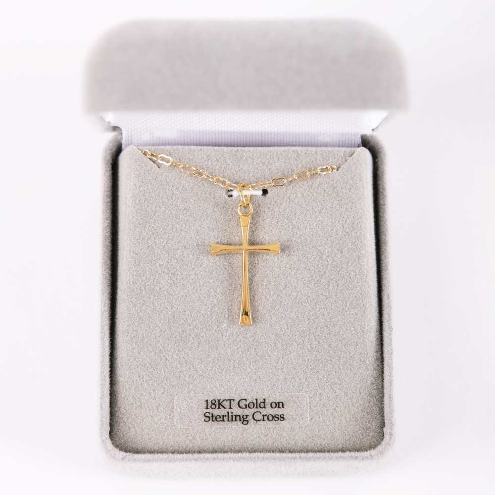 Necklace - Cross Gold Over Sterling Silver - 18" | Swanson Christian Products