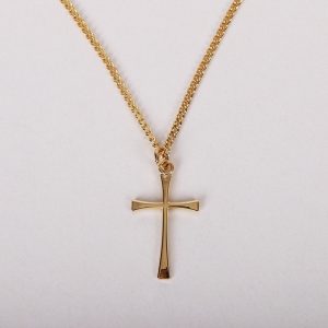 Necklace – Cross Gold Plated Sterling Silver – 18″