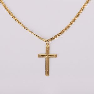 Necklace – Cross with Cross Gold Plated Sterling Silver – 24″