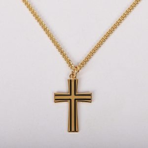 Necklace – Cross with Black Gold Plated Sterling Silver – 24″