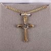 Necklace - Cross with Cubic Zirconia Gold Over Sterling Silver - 18" | Swanson Christian Products