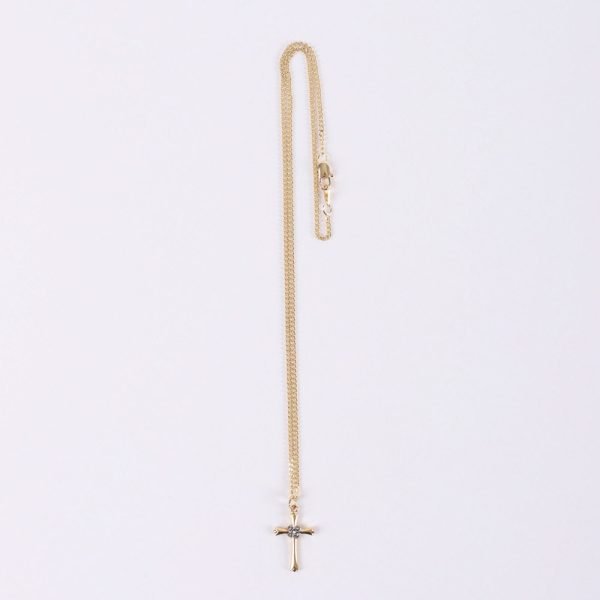 Necklace - Cross with Cubic Zirconia Gold Over Sterling Silver - 18" | Swanson Christian Products