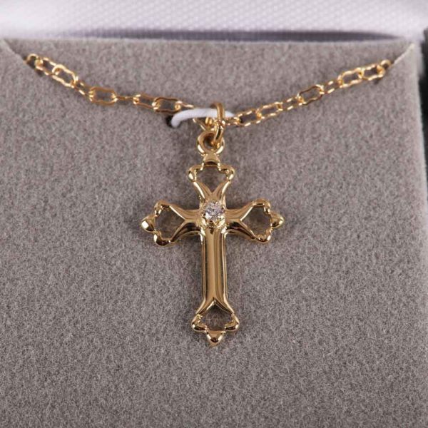 Necklace - Cross with Cubic Zirconia - Gold Over Sterling Silver | Swanson Christian Products