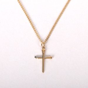 Necklace – Cross Nail Gold Plated Sterling Silver – 18″
