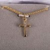sterling cross gold necklace with cubic zirconia