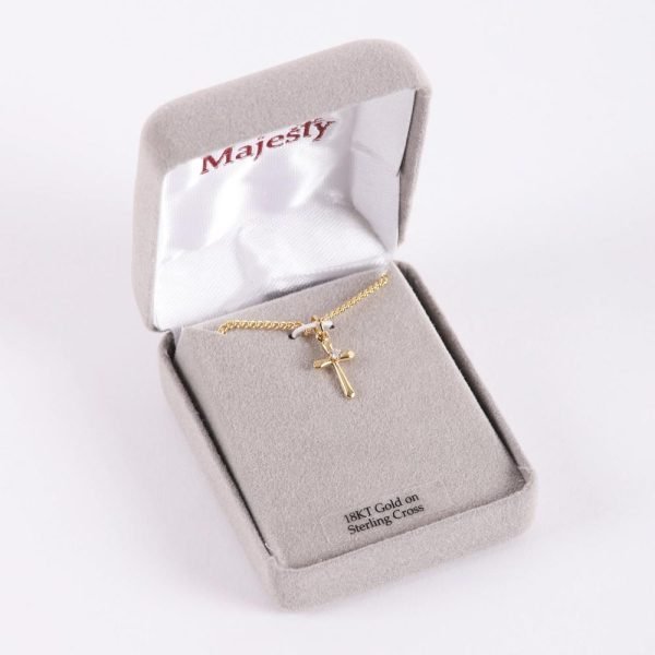 sterling cross gold necklace with cubic zirconia