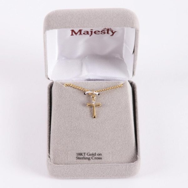 sterling cross gold necklace with cubic zirconia