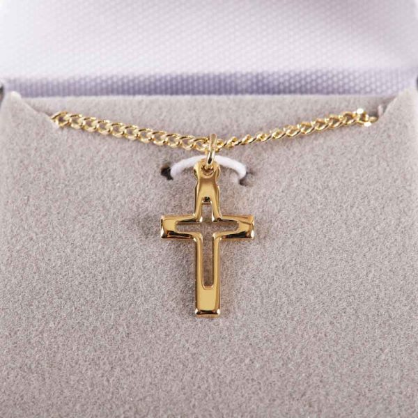 Necklace Cross Cut Out Gold Over Ss 16-18" | Swanson Christian Products