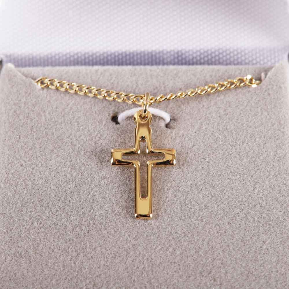 Necklace Cross Cut Out Gold Over Ss 16-18" | Swanson Christian Products