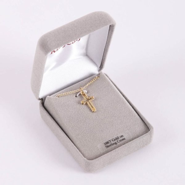Necklace Cross Cut Out Gold Over Ss 16-18" | Swanson Christian Products