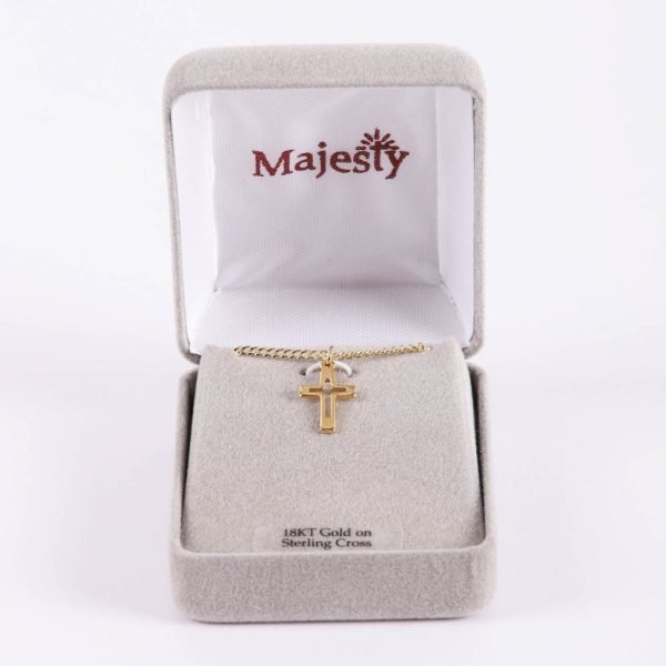 Necklace Cross Cut Out Gold Over Ss 16-18" | Swanson Christian Products