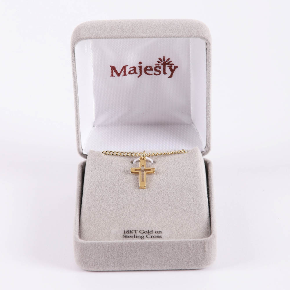 Necklace Cross Cut Out Gold Over Ss 16-18" | Swanson Christian Products