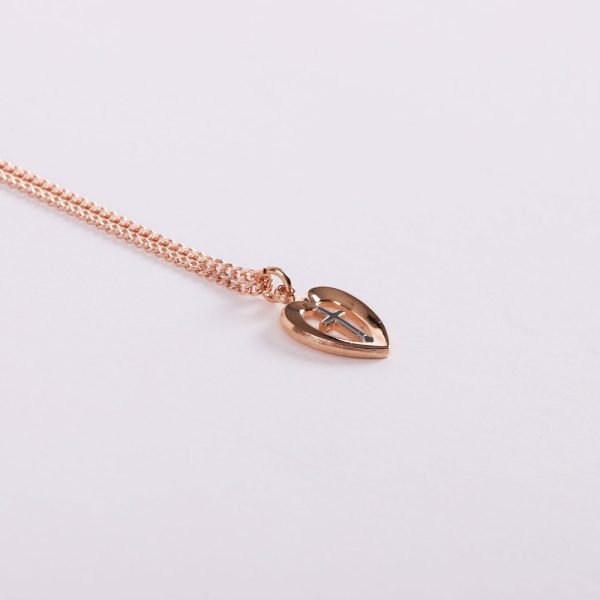 Necklace - Cross in Heart - Rose Gold & Sterling Silver - 18" | Swanson Christian Products