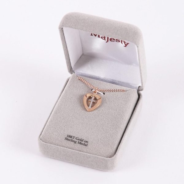 Necklace - Cross in Heart - Rose Gold & Sterling Silver - 18" | Swanson Christian Products