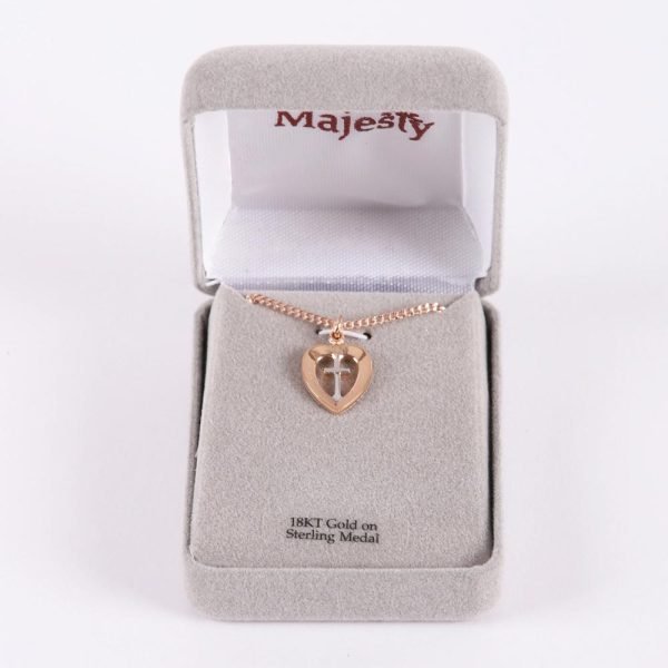 Necklace - Cross in Heart - Rose Gold & Sterling Silver - 18" | Swanson Christian Products