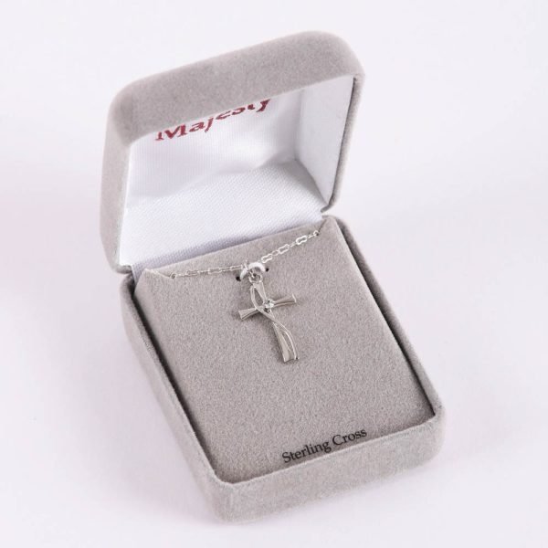 Necklace Cross - Cubic Zirconia Sterling Silver - 18" | Swanson Christian Products