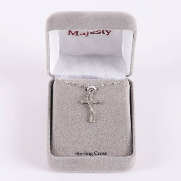 Necklace Cross - Cubic Zirconia Sterling Silver - 18" | Swanson Christian Products