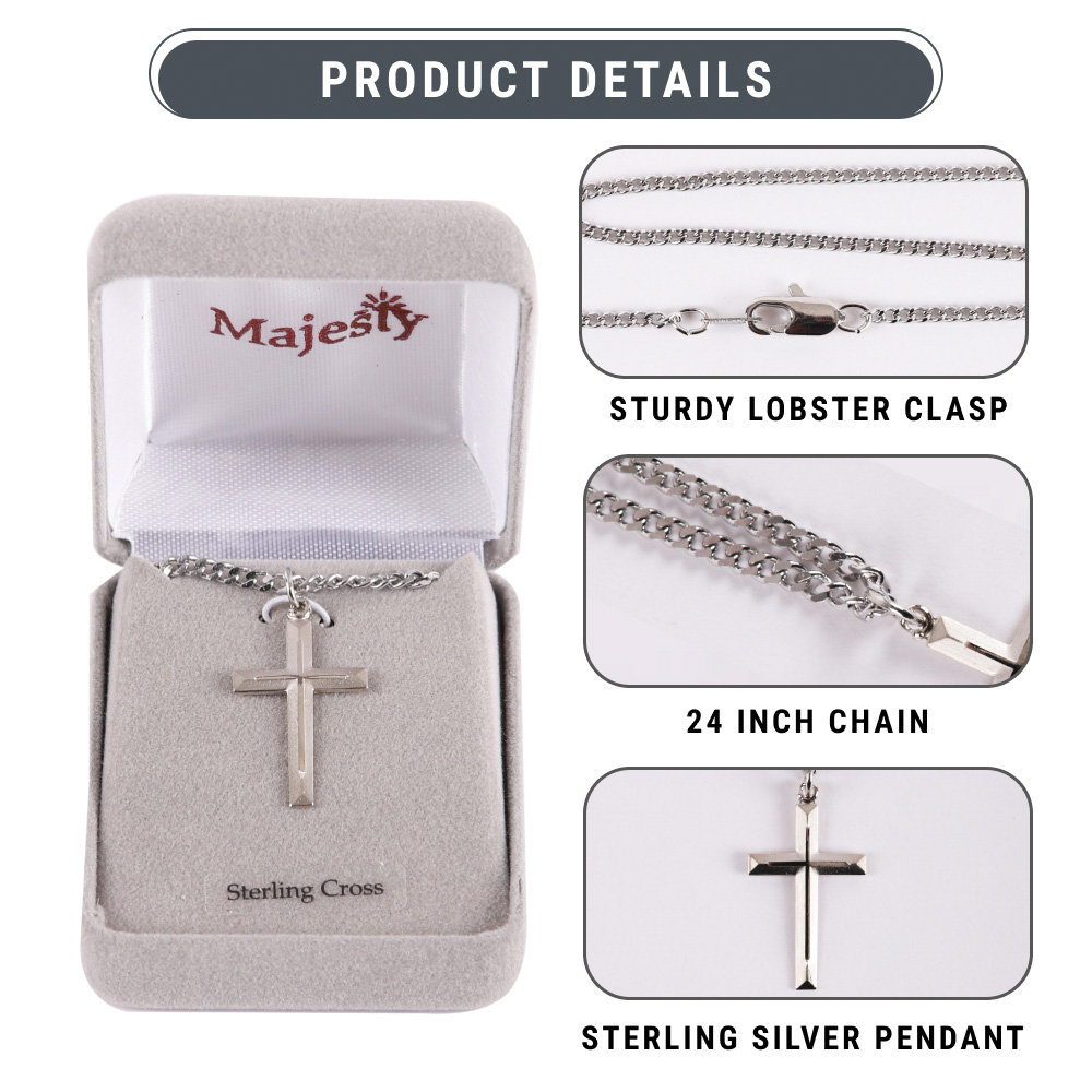 Necklace Cross - Cross - Sterling Silver - 24" - Image 12