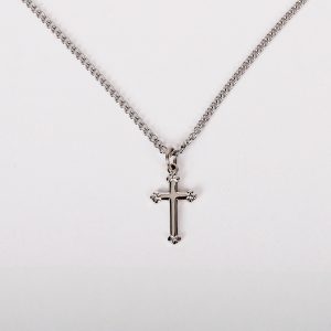Necklace Cross Budded Sterling Silver  16-18″