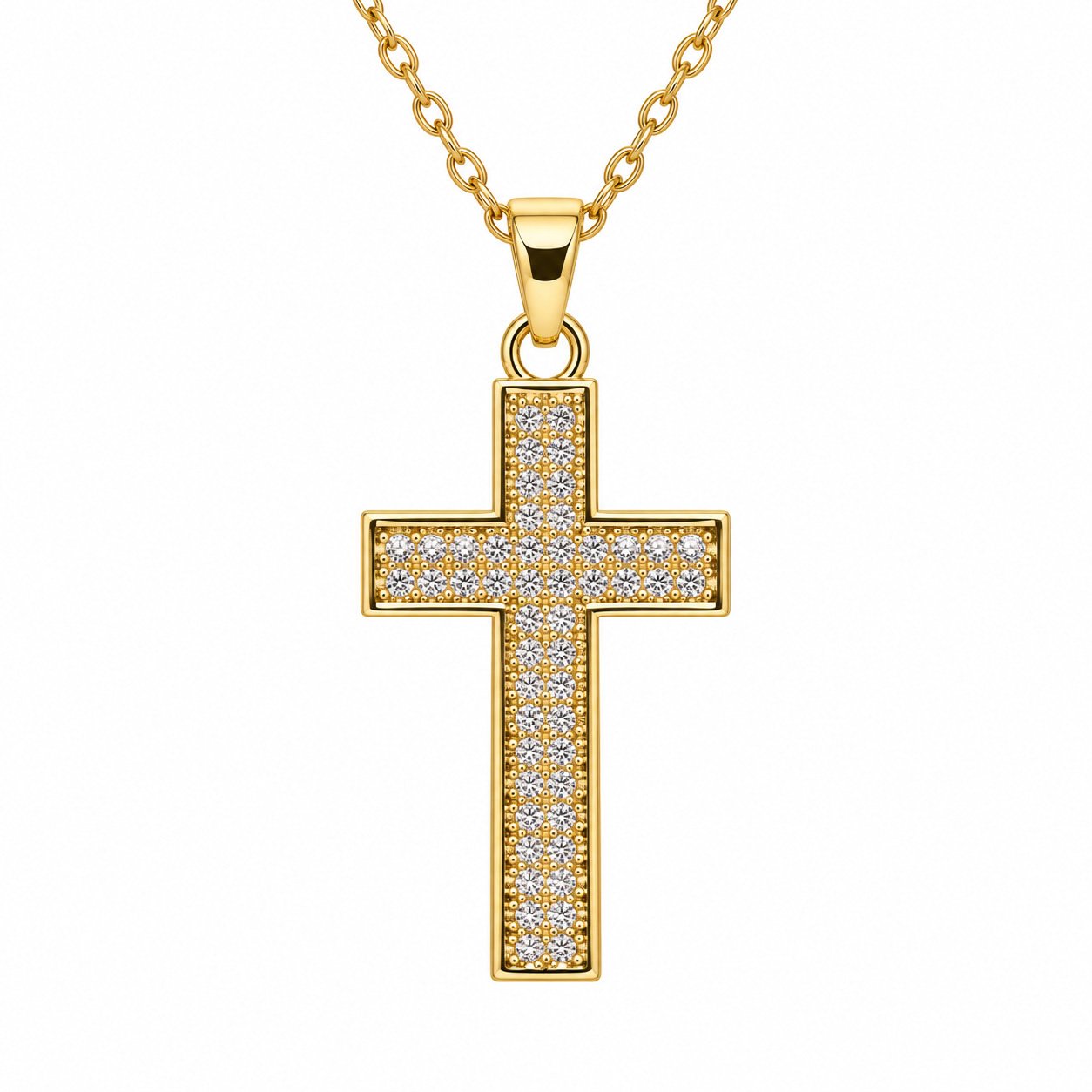 Filled Gemstone Cross Necklace - Gold Tone - Image 2