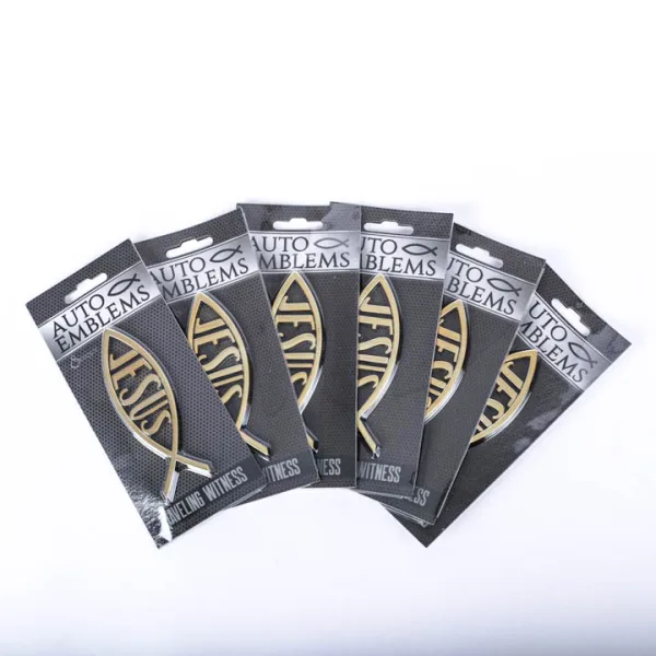 Auto Emblem - Jesus Fish - Gold -Swanson Christian Product