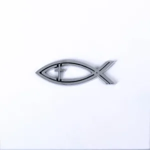 Auto Emblem – Fish/Cross – Silver – Pk6