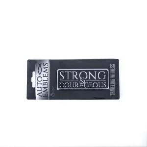 Auto Emblem – Strong & Courageous – Silver – Pk6