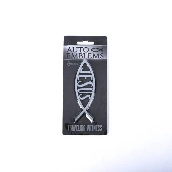 Auto Emblem Jesus Fish Silver- Swanson Christian Products